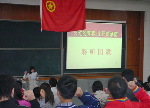 在庄严的团旗下面,宣誓